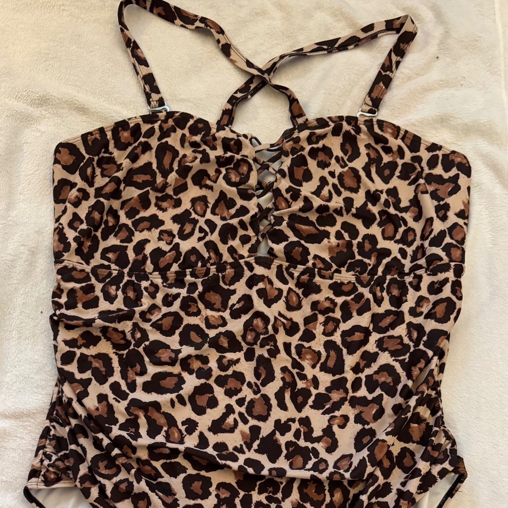 Leopard Print One Piece Swimsuit